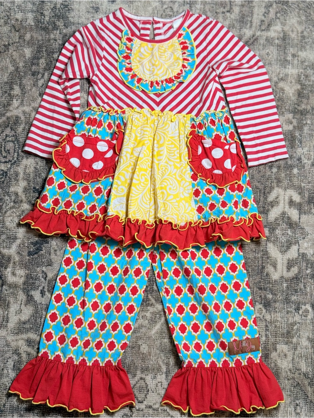 Millie Jay Girls Red & Yellow Ruffle Set
